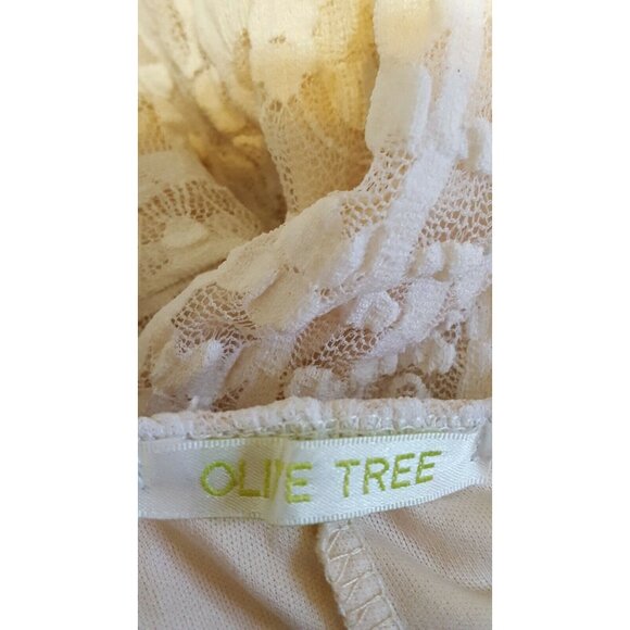 Olive Tree Lace Crochet Romper Women's Size S Shorts Jumper Sleeveless Cream - Picture 8 of 8